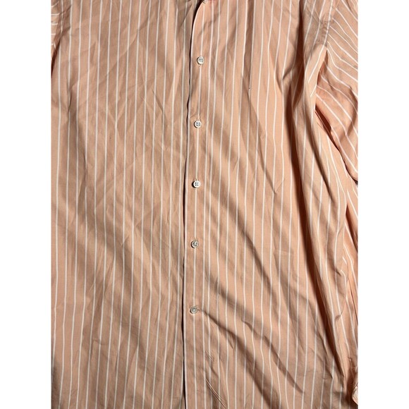 Ralph Lauren Purple Label Peach &  White Striped Button Up Shirt Sz 16 1/2 *READ - Picture 3 of 9